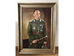 Bild Portrait Der Wüstenfuchs Generalfeldmarschall Erwin Rommel mit Marschallstab 90x120 cm Feldherr