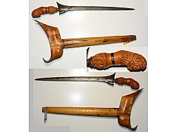Keris, Südasien, geschnitzter Holzgriff