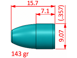 9 mm FRN Geschosse | 1000 Stk. | Blei-Epoxydbeschicht & .357 kalibriert | 143 grain | RAL 5018