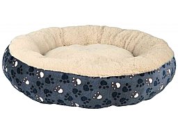 TRIXIE Hundebett TAMMY rund 50cm Durchmesser, blau/beige | Softplüsch, Polyester-Bezug, mit Kissen