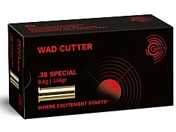50 Schuss GECO .38 SPECIAL WC WAD CUTTER Präzisions Scheiben Munition 146gr 9,6g Revolverpatronen
