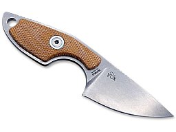 1 x MKM Mikro 1 Neck Knife | Feststehendes Messer 5,0cm Klinge M390 Stahl Micarta Griffschalen Braun
