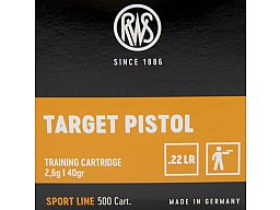 50 Stück / Schuss RWS .22 l.r. lfb KK Munition TARGET PISTOL 40grs 2,6g LRN Blei Rundkopf 285m/s