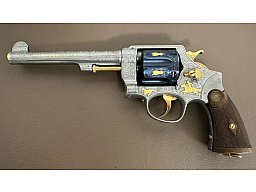 CUSTOMGRAVUR mit Goldeinlagen Revolver Smith & Wesson Hand Ejector Kal. 455 Webley MK II