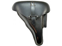 REPRO Deutsche Wehrmachts-Koffertasche (Verwahrtasche, Holster) für Pistole P.38, schwarzes Leder