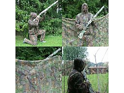 CAMO KOMPLETT TARNSET TARNANZUG mit KOPFNETZ, 4 m TARNNETZ + 4 METALLSTÄBE für`s Netz