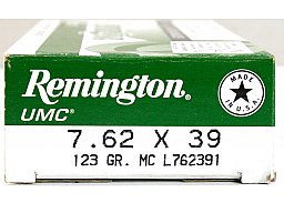 20 Schuss / 20 Patronen REMINGTON 7,62x39 123gr 8,0g FMJ Vollmantel Munition MC UMC 7.62 x 39 7,62