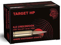 50 Schuss GECO 6,5 CREEDMOOR TARGET HP 130gr 8,4g HPBT Munition MATCH Patronen Hohlspitz #2420105