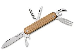 1 x BÖKER MERCURY 913-6LC Multifunktions Taschenmesser 420er Griff Olivenholz | Messer Gabel Korkenz