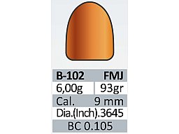 100 Stück PPU | PrviPartizan 9mm Makarov Geschosse #B-102 | 9MM - .3645 - 93grs / 6g FMJ | Kurzwaffe