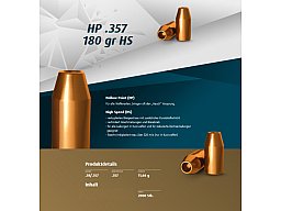 250 St. H&N Geschosse .357 HP HS 180grs - .38/.357 | Haendler&Nattermann BLEIGESCHOSSE