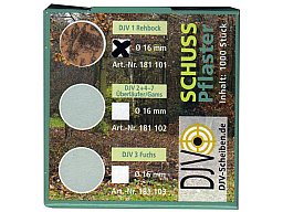 SCHUSSPFLASTER á 1000 Stück im Spenderpack DJV-Scheibe BOCK Rehbock 100m Nr. 1 BRAUN Jagdkurs 16mm