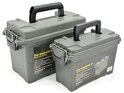 Munitionskiste Set Gr. 1+2 abschliessbar schlagfester Kunststoff Oliv– Patronenbox Transportbox Ammo