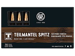 20 Schuss RWS .222 Rem. TMS 50gr 3,2g > Teilmantel Spitz Jagd Munition > Leichtes Wild Reh Fuchs