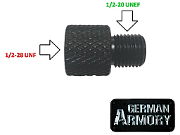 Gewindeadapter von 1/2X28 - 1/2X20 o. 1/2X20 - 1/2X28 Schalldämpfergewinde Laufgewinde Waffengewinde
