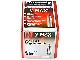100St. HORNADY V-MAX Geschosse CAL 22 .224 50gr VARMINT #22261 | Small Game Raubwild Jagd & präzise