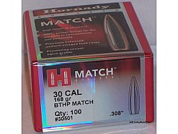 100St. HORNADY .30(.308Dia.) - 168 - BTHP - MATCH - #30501 - Versand ab 6,40€