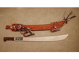 Machete, Lang, mit Lederscheide, seltenes Modell aus Süd-Amerika
