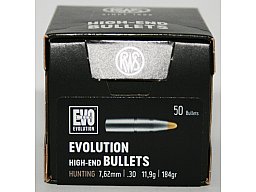 50 Stück NEUE RWS Geschosse - EVOLUTION (Blei-Deformation) 7,62mm/.308 - 11,9g/184gr (#215959)