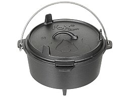Feuertopf / Dutch Oven - Gusseisen - ca. 5,7 L - zum Kochen und Backen im Lagerfeuer / Glut