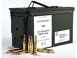 6,5x55/139grs. PPU A-083 Swedish FMJBT 500 Stk. Nato Kiste A-083#