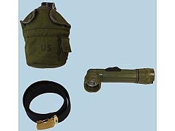 US-Mlitärkonvolut-US-Militärkonvolut: Navy-Gürtel, Taschenlampe, Feldflasche