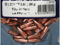100 Stück PPU | PrviPartizan Geschosse #B-132 | .224/22 - 3,56g/55grs SP - Teilmantel JAGDGESCHOSS