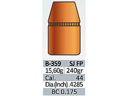 50 Stück PPU | PrviPartizan .44er Geschosse #B-359 | .429 240grs / 15,6g SJFP Teilmantel-Flachkopf