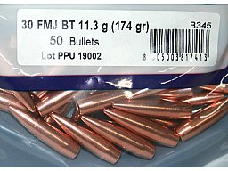 50 Stück PPU | PrviPartizan Geschosse #B-345 | Cal 30/.308 - 174grs/11,3g FMJ BT Vollmantel BoatTail