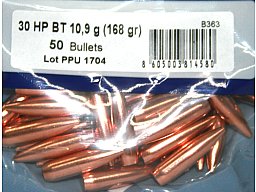50 Stück PPU | PrviPartizan Geschosse #B-363 | CAL 30 / .308 | 168grs / 10,9g HP BT Hohlspitz Match