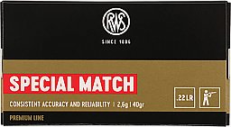 50 St. / Schuss RWS .22 l.r. lfb KK Munition SPECIAL MATCH 2,6g BleiRund KK 50m liegend stehend 100m