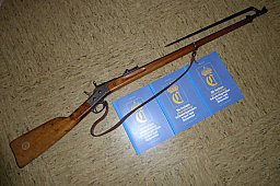 Remington Rolling Block Gewehr- Militärisch- Carl Gustaf Mod. 1875 mit Bajonett. Kal. 8 x 58 RD.