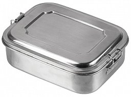 Brotbüchse / Köderdose 16x13x6,2cm Edelstahl mit Clips - Lunchbox / Utensilienkiste f. Ersatzteile