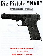 Nachdruck deutsche Gebrauchsanweisung französische Pistole MAB