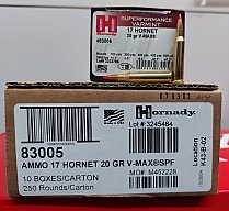 25 Schuss 17Hornet Hornady Superformance Varmint 20grs (Fuchs, Krähe, Raubzeug, Raubwild, Schonzeit)