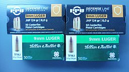 Probieraktion kal. 9 mm Luger 300 Stück Sellier& Bellot Nontox 124gr. und PPU Fangschuß JHP 124gr