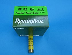 25 Schrotpatronen Remington Premier Target Load 20/70, 7/8 oz. = 24g Schrot, Nr. 9 = 2mm