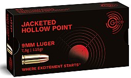 50 Schuss GECO 9mm Luger 9x19 JHP hohe Präzsion | Fangschussmunition Hohlspitz 115gr 7.5g #2317707