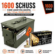 1600 Schuss 9 mm Luger Vollmantel 8,0g/124 grs. Sellier & Bellot in der Natokiste