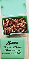 .22/.224/50 grs #No.1340# Sierra Spitzer Varminter Geschosse 100 stk