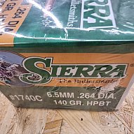 6,5mm-.264/140 grs #1740# Sierra HPBT Geschosse 500 stk