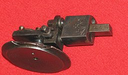 Seltener, orginaler Gabeldiopter für Scheibenbüchsen zum Feldschießen, Höhe und Seite verstellbar