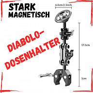 Diabolo-Dosenhalter mit Schwenkarm & Klemme — Stark magnetisch, massives Aluminium