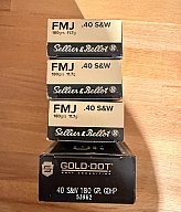 Speer Gold Dot .40 S&W 180grs. /// Sellier & Bellot .40 S6W Vollmantel 11,7g/180grs.