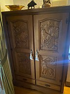 Schrank klein Eiche mit Jagdmotiven