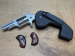 NAA Mini-Revolver .22 l.r. – Stainless Steel – Inkl. originalen Holzgriffschalen UND Holster Grip!
