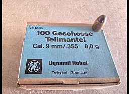 9mm Geschoss Teilmantel 8g Dynamit Nobel