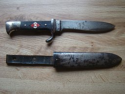 orig. HJ Messer, Doppelhersteller, Henckels, Solingen, RZM M7/10 1939, Klinge beschliffen