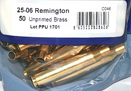 50 Stück NEUE PPU/PrviPartizan Langwaffenhülsen .25-06 Remington Boxerzündung / Unprimed Brass #C046
