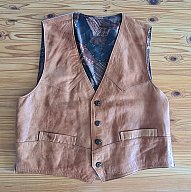 Lederweste (für unter die Jacke / Cowboy) - braun / natur - Gr. L - TOP
